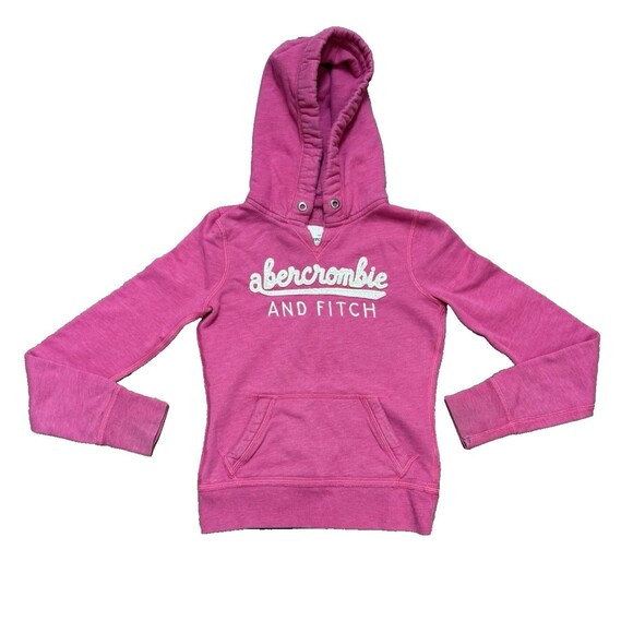 Girls SOFT Abercrombie Pink Sweatshirt Hoodie Sequins Kids Sz Small - Picture 1 of 7